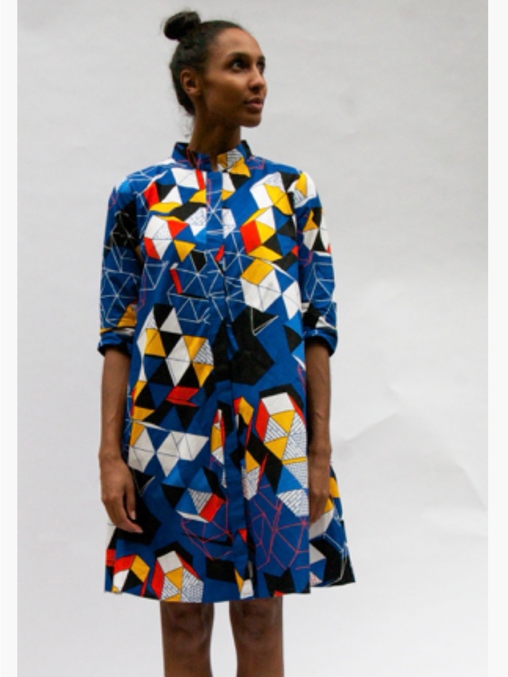 ZURI Kenya A-Line Shirt Dress in Trivial Pursuit Size XS Geometric